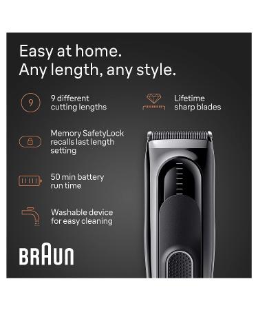 Buy Braun Hair Clippers Series 5 5310 - 9 Length Settings Ultra-Sharp Blades Memory SafetyLock - Best Hair Clippers for Men - Fast International Shipping - Buy Online on GoSupps.com