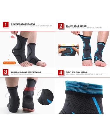 Ankle Brace for Men & Women - Compression Support for Sprains Strains and Recovery | Achilles Tendonitis & Plantar Fasciitis | Blue Large - Buy Online on GoSupps.com
