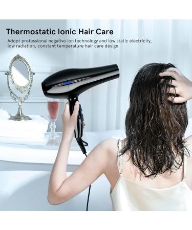 Cliplanyard Ionic Hairdryer 1200W AC Black Professional Hair Dryer Motor Fast Drying Salon with 2 Speed 3 Heat Setting Cool Button Diffuser Nozzle Concentrator Comb for Curly and Straight - Buy Online on GoSupps.com