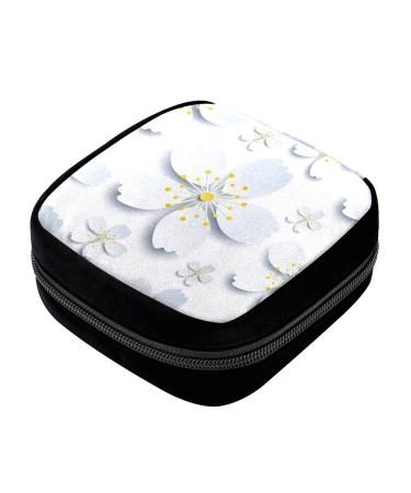 GIAPB Period Bag Sanitary Napkin Storage Bag Pad Holder for Period Makeup Pouch White Cartoon Flower Color3967
