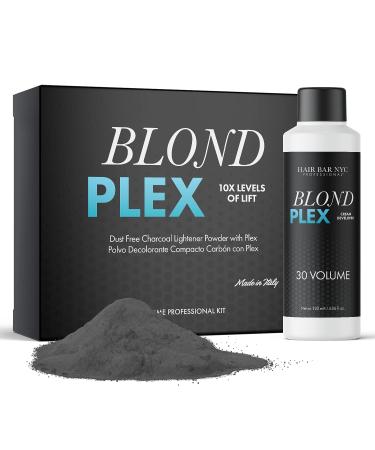 Hair Bar NYC Blond Bond Plex Extreme Lifting 10X Levels - Black/Charcoal Dust Free Lightener with Hydrolized Keratin & Bond, Hair Bleach Powder Cool-Toned & Bright Finish - Made in Italy 60g / 2.11oz DIY Kit - 60g / 2.11 O…