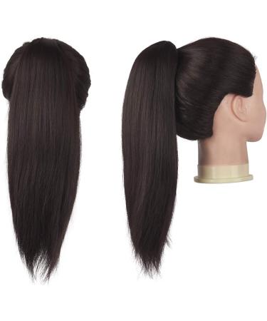 FESHFEN Straight Ponytail Extension 14 Medium Brown - Clip in Pony Tail Hairpiece for Women & Girls - Synthetic Wrap Around Ponytails - Buy Online on GoSupps.com