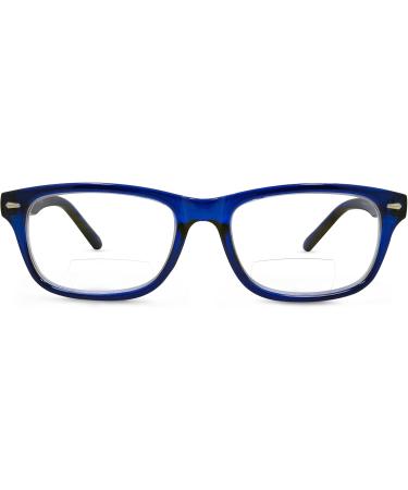 Seymore Retro Bifocal Reading Glasses | Non-Progressive Lens for Men & Women | Adaptive Spring Hinges | Blue 2.0x Readers - International Shipping Available - Buy Online on GoSupps.com