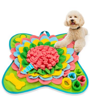Meilzer Snuffle Mat for Dogs Pet Treats Feeding Mat for Small/Medium Breed Dogs Non-Slip/Portable/Durable Interactive Dog Puzzle Toys Encourages Natural Foraging Skills Four Leaf Clover - Pink