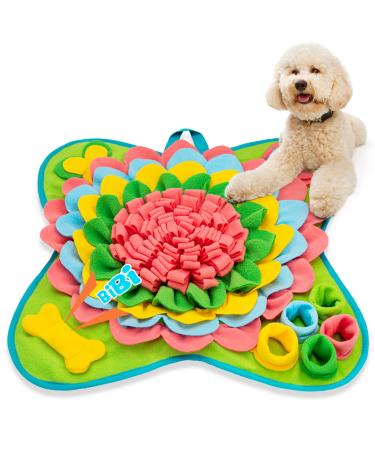 Meilzer Snuffle Mat for Dogs Pet Treats Feeding Mat for Small/Medium Breed Dogs Non-Slip/Portable/Durable Interactive Dog Puzzle Toys Encourages Natural Foraging Skills Four Leaf Clover - Pink