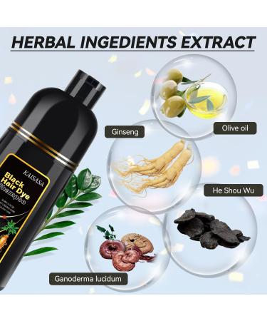 Natural Black Hair Dye Shampoo - 3-in-1 Herbal Color Solution for Men & Women | Ammonia-Free Lasts 30 Days - 16.90 oz - Buy Online on GoSupps.com