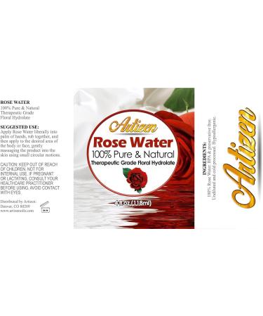 Artizen 100% Pure Rose Water (HUGE 4 OUNCE BOTTLE) Natural Moroccan Rosewater - Beautiful Fresh Fragrance - Perfect Facial & Skin Toner & Moisturizer Rosewater 4 Fl Oz (Pack of 1) - Buy Online on GoSupps.com