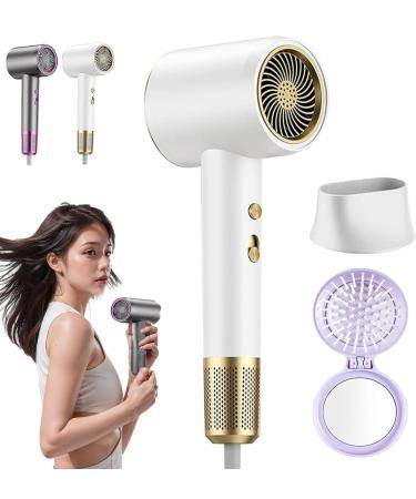 Numoya Hair Dryer Hair Dryer 2400w Adjustable Speed Curly Hair Dryer with Diffuser Low Noise Portable Hair Dryer Travel Size High Speed Hair Dryer(White)