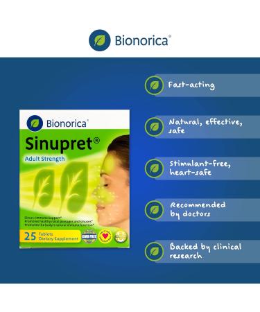 Sinupret Adult Strength Sinus + Immune Support Herbal Supplement - 25 Tablets - Buy Online on GoSupps.com