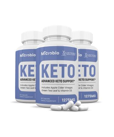 (3 Pack) Microbio Keto ACV Pills 1275MG Keto Support Blend Capsule Alternative to Keto ACV Gummies Formulated with Apple Cider Vinegar Extra Virgin Olive Oil Powder Green Tea Leaf 180 Capsules