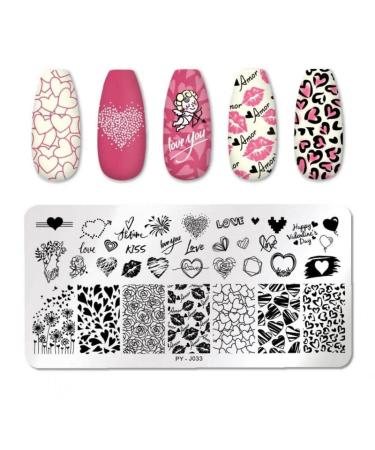 Nail Art Stamping Kit Valentine's Day Series Love Rose Nail Stamping Plate Template Image Plate Nail Art DIY Decoration Tool