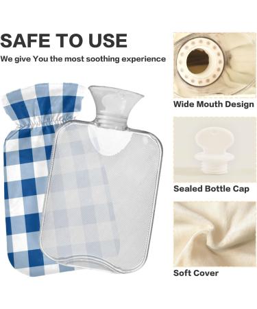 2L Heat Bottle - Durable Warm-Up Bag for Pain Relief | Blue & White Buffalo Check | Ideal for Neck Shoulder Cramps & Heat Therapy | International Shipping Available - Buy Online on GoSupps.com
