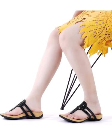 Orthotic Arch Support Flip Flops for Women - Black, Size 6.5 - Athlefit Comfortable Orthopedic Sandals - Buy Online on GoSupps.com