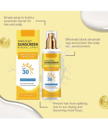 Hair & Scalp Sunscreen Mineral Spray 2PCS Ultimate Hair & Scalp Sunscreen Spray SPF 30 UV Protection for Scalp and Hair Lightweight Breathable Beach Pool Essentials for All Hair Colors and Types - Buy Online on GoSupps.com