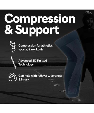 Full Leg Compression Sleeve - X-Large Black Hamstring & Knee Support | International Shipping - Buy Online on GoSupps.com