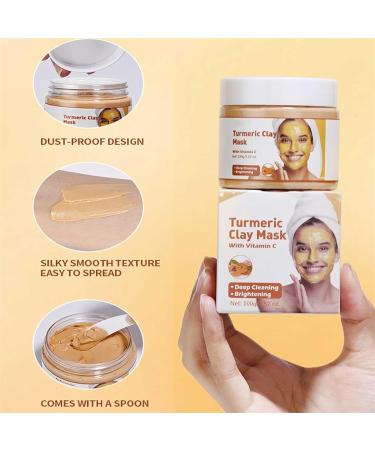 Masque l'argile et la vitamine C au curcuma masque hydratant claircissant pour le visage masque l'argile nettoyant en profondeur am liore les points noirs l'acn et les taches brunes - Buy Online on GoSupps.com
