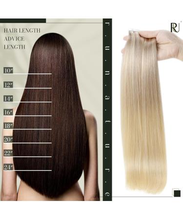 Runature Real Hair Tape Extensions - 20 Pieces Balayage Blonde 50cm Remy Hair #18/20 & #18/26 - Smooth & Seamless - Buy Online on GoSupps.com