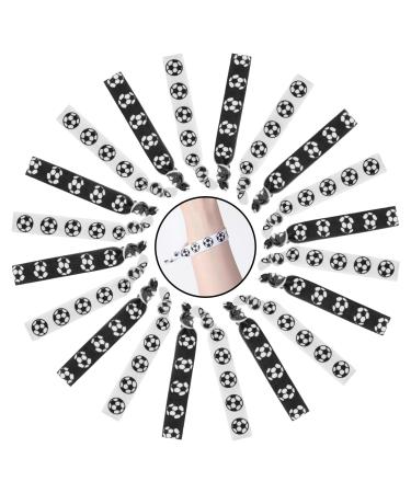 PEOVLVN 24 Pieces Soccer Hair Ties Elastic Ribbon Soccer Hair Accessories Soccer Scrunchies for Girls Women Soccer Team Gifts Party Favors for Team Members (Black White)