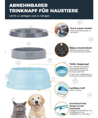 WasernAbf 750ml Dog Bowl - Exhaust-Proof Splash Protection for Travel | Removable Plastic Water Bowl for Dogs & Cats | Green - Buy Online on GoSupps.com