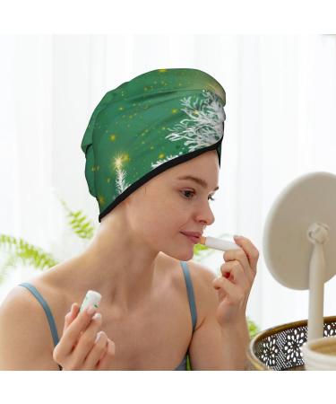 Christmas Green Microfiber Hair Towel - Soft Super Absorbent Wrap for Long Curly & Thick Hair - Quick Dry Coral Velvet - Buy Online on GoSupps.com