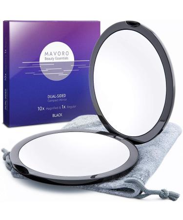 Pocket-Sized 1x/10x Magnifying Compact Mirror for Purses - Double Sided Travel Makeup Mirror - Distortion-Free Portable Mirror - 4 Inch, Black - Buy Online on GoSupps.com