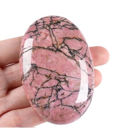 Xiannvxi 2.4 "Great crystals rhodonite worries natural gemstones crystal stone polished oval palm pocket stone massage reiki healing stone 1pc - Buy Online on GoSupps.com