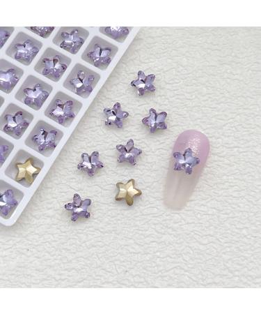 FEIlei 10 Pcs Heart Nail Charms Pointed Back Nail Art Charms Butterfly Nail Rhinestones