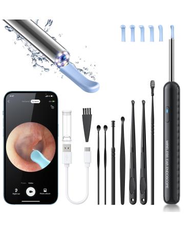 Ear Wax Removal Ear Cleaner with Camera and Light Ear Wax Removal Kit with 8 Pcs Set Ear Wax Removal Tool Camera with 1080P Ear Cleaning Kit with 6 Spoons Ear Camera for iOS & Android (Black)