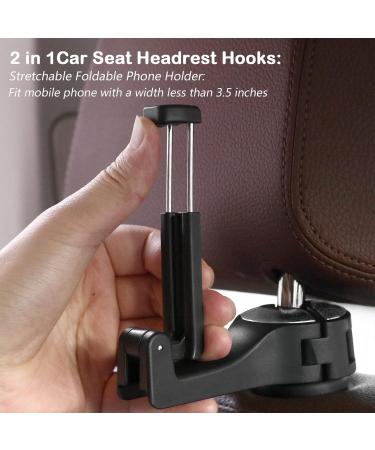 PKKP 2-Piece Car Headrest Hooks & Phone Holder - 360 Rotatable Universal Accessory for Bags Wallets & Food - Silver - Buy Online on GoSupps.com