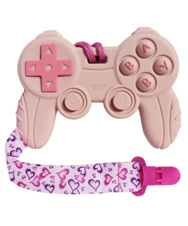 BIGSPINACH Baby Video Game Controller Teether Toy Funny Baby Teething Toys for Babies Gamer Controller(Pink)
