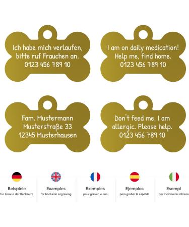 ENGRAVO Dog Tag Bone Gold - Custom Engraved Pet ID Tag with 2 Key Rings | Small 32mm - Buy Online on GoSupps.com