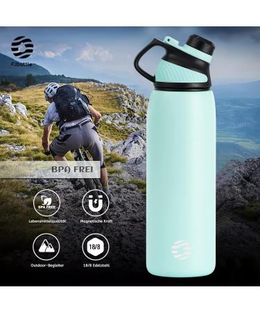 FJBOTTLE Stainless Steel Sport Drinking Bottle - BPA-Free Leak-Safe Magnetic Lid - 1L 800ml 600ml 400ml - Ideal Bike & Fitness Water Bottle for Kids & Adults - Buy Online on GoSupps.com
