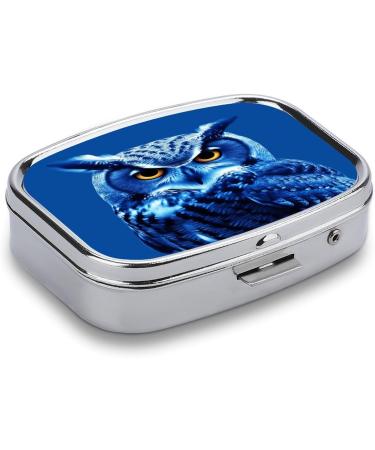 Decorative Blue Owl Pill Box - 2 Compartment Portable Medicine Organizer for Pocket or Purse - Buy Online on GoSupps.com