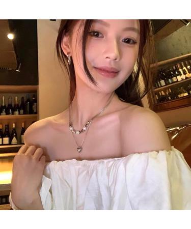 Oralgo's Lucky Pearl Necklace | Multi-Layered Heart Pearls Choker | Titanium Steel Party & Wedding Gift - Buy Online on GoSupps.com