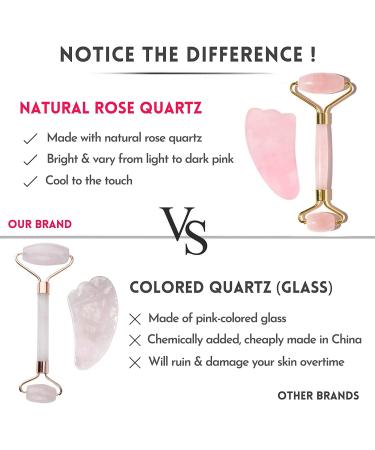 Original Jade Roller & Gua Sha Set | Natural Rose Quartz Facial Tools for Toning & Firming Skin - Buy Online on GoSupps.com