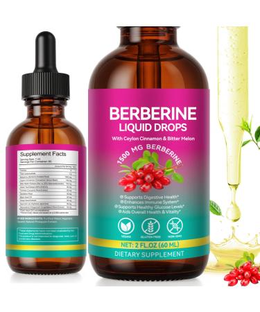 Berberine Supplement Liquid 60ml Berberine with Ceylon Cinnamon Berberine Drops with Turmeric Curcumin Bitter Melon Immune Support Digestive Health Support