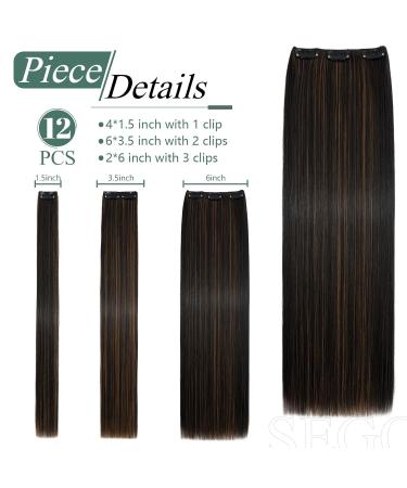 SEGO 12 Tressen Hair Extensions - Realistic Clip-In Brown & Light Brown 55 cm 180g | Affordable Full Head Hair Parts - Buy Online on GoSupps.com