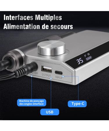 Portable Electric Nail Cutter for Gel Nails - 35000 RPM Rechargeable Pedicure Set with Low Heat Mute Operation and 6 Tips - Bidirectional Rotation - Foot Care in Gray - Buy Online on GoSupps.com