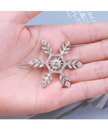 Inilbran Boho Snowflake Hair Clip Silver Crystal Hair Barrettes Vintage Crystal Hairpin Barrette Sparkly Cz Hair Pins Hairclip Crystal Bridal Hair Barrette Decorative Hair Accessories for Women - Buy Online on GoSupps.com