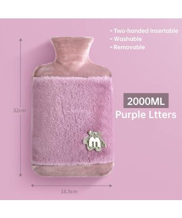 1.8L Large Rubber Hot Water Bottle with Cover - Purple, for Menstrual Cramps & Pain Relief - Buy Online on GoSupps.com