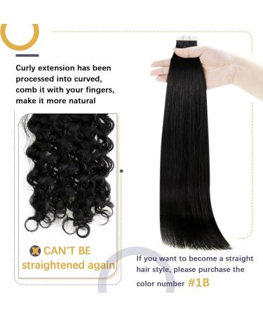 Curly Tape in Hair Extensions Off Black Human Hair Tape in Extensions 14 Inch Natural Wavy Tape Hair Extensions Real Hair 50g - Buy Online on GoSupps.com