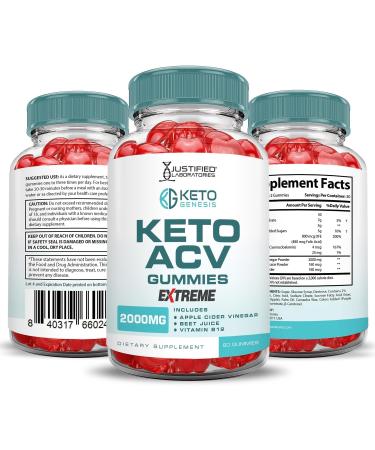 Justified Laboratories Keto Genesis Keto ACV Gummies Extreme 2000MG Keto Genesis Keto Gummies Advanced Formula Apple Cider Vinegar with Pomegranate Beet Juice Powder B12 Vegan Non GMO 60 Gummys 60 Count (Pack of 1) - Buy Online on GoSupps.com