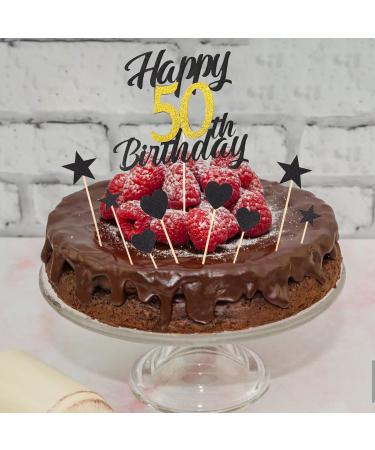 Shop Alegre 50th Birthday Cake Topper - Black Gold Decoration for Men & Women | 9-Piece Set for Happy 50th Birthday Celebration - Buy Online on GoSupps.com