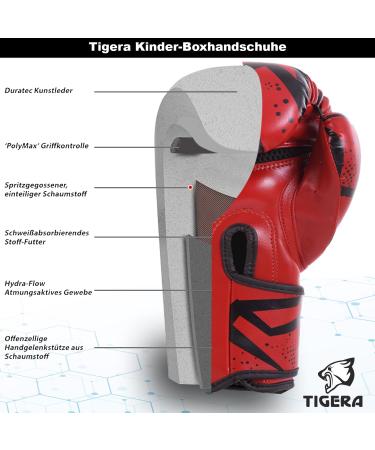 Tigera Children s Boxing Gloves 6oz | Kickboxing & Muay Thai Sparring | Red Martial Arts Training Punching & Coaching Gloves for Boys & Girls - Buy Online on GoSupps.com