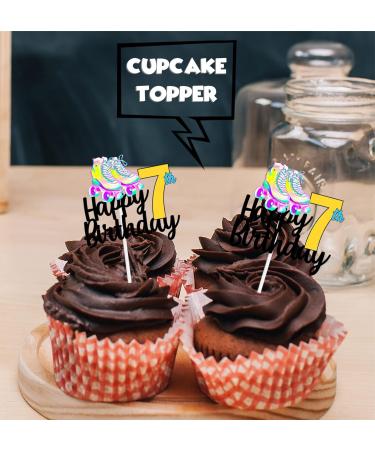 18pcs Gold Glitter Roller Skates Happy Birthday Dessert Cupcake Topper 80s 90s Retro Hip Hop Roller Skating Theme Decor Supplies Boys Girls 7th Happy Birthday Party Decorations 07 - Buy Online on GoSupps.com
