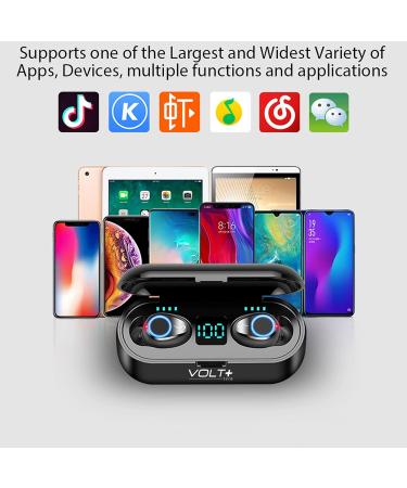 VOLT PLUS TECH Wireless Bluetooth Earbuds for Samsung Galaxy - Black F9 TWS, IPX7 Waterproof, 2000mAh Case - Buy Online on GoSupps.com