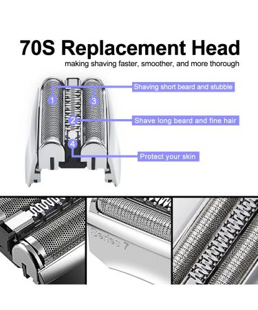 70S Replacement Head for Braun Series 7 Electric Shaver - Compatible Foil Blade for 790CC 720 750CC 760CC 9565 - Buy Online on GoSupps.com
