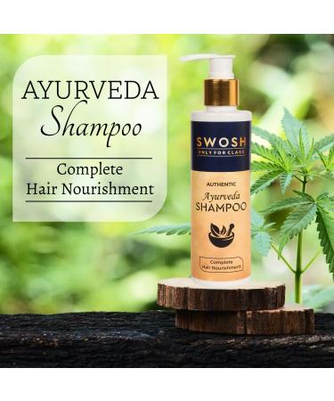 SWOSH Ayurvedic Shampoo for Hair Fall Control | Enriched with Amla Onion Brahmi & 15 Herbs | All Hair Types | 200 ml - Buy Online on GoSupps.com