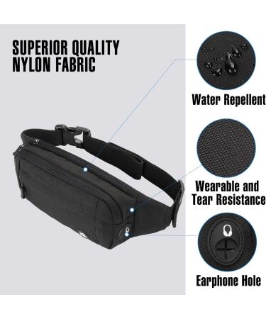 Waterfly Waterproof Hip Pocket Belt - Stylish Unisex Fanny Pack for Outdoor Travel Hiking & Dog Training - Black Nylon Bum Bag - Buy Online on GoSupps.com