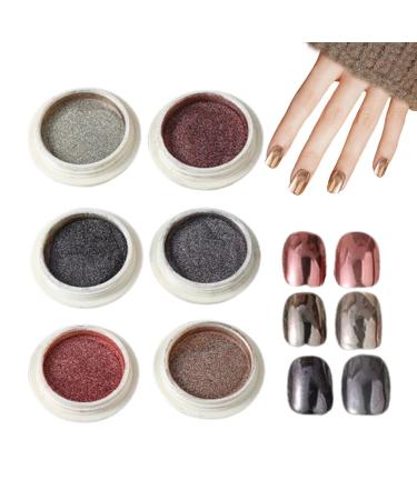 Kit de poudre ongles chrom poudre de ongles chrom e - 6 couleurs Miroir Effet Fingernail Chrome | Shimmer Nail fournit de la poudre pour le festival les rencontres le maquillage l'Halloween 04 D